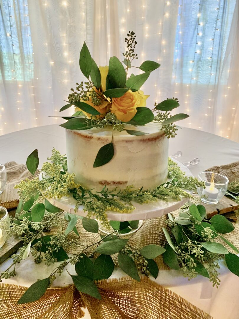 A cake with flowers on top of it.